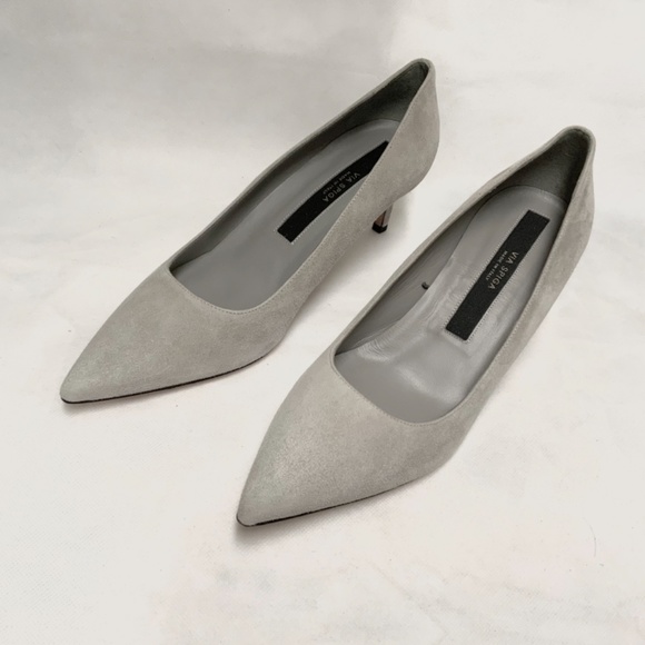 VIA SPIGA NIKOLE 55 LEATHER SUEDE GRAY PUMP HEELS - Picture 12 of 16